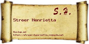 Streer Henrietta névjegykártya